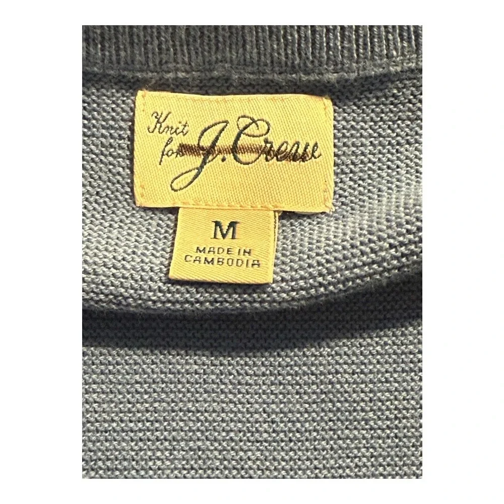 J. Crew‎ Men's Medium Blue Cotton crewneck sweater in garter stitch NWOT